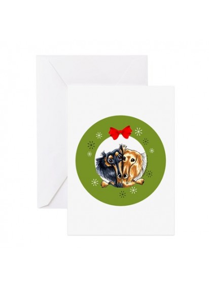 Christmas card long hair in wreath